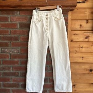 & other stories Los Angeles White Exposed Button Fly High Rise Cropped Jeans